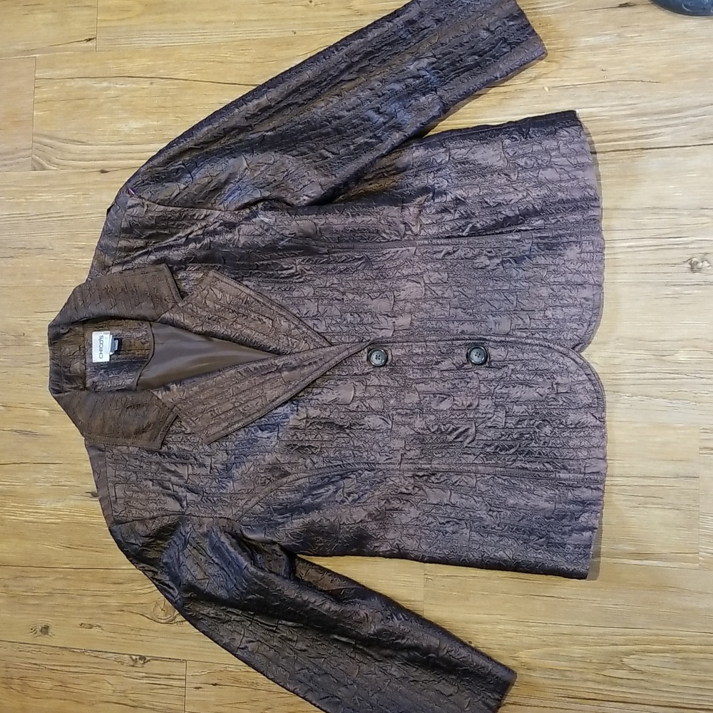 Chico's beautiful brown jacket EUC sz2 aka L - Picture 1 of 8